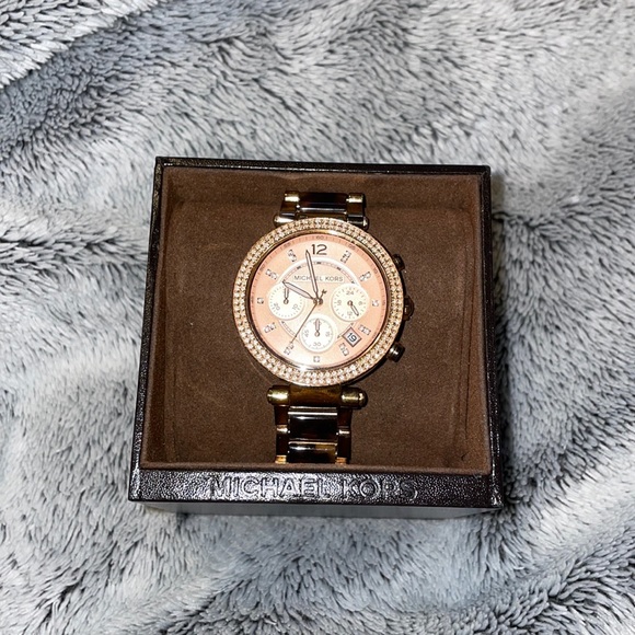 Michael Kors Accessories - Michael Kors rose gold and tortoise shell watch